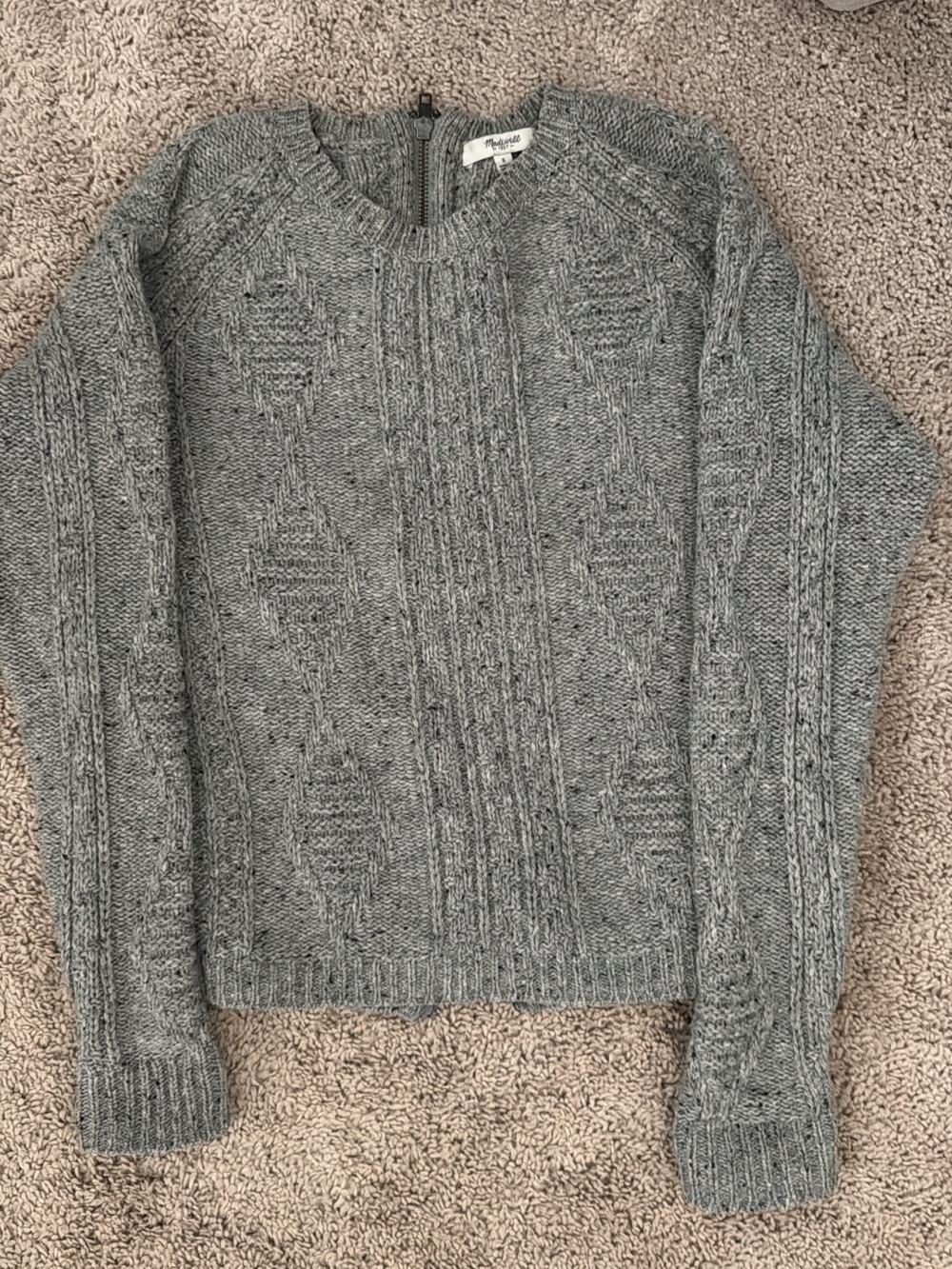 Madewell Gray Cable-Knit Women’s Sweater